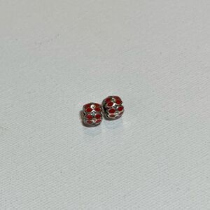 Brighton Mini Ring of Flowers Bead Red/Silver Set of 2 NWOT